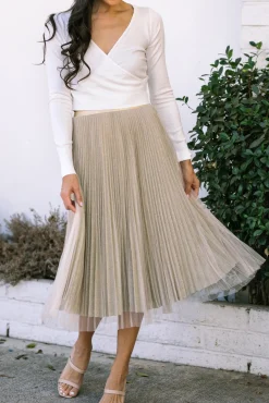 Alice Pleated Tulle Midi Skirt