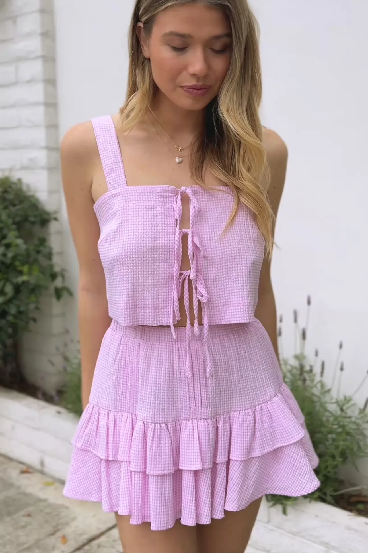 Ava Plaid Bow Skirt Set