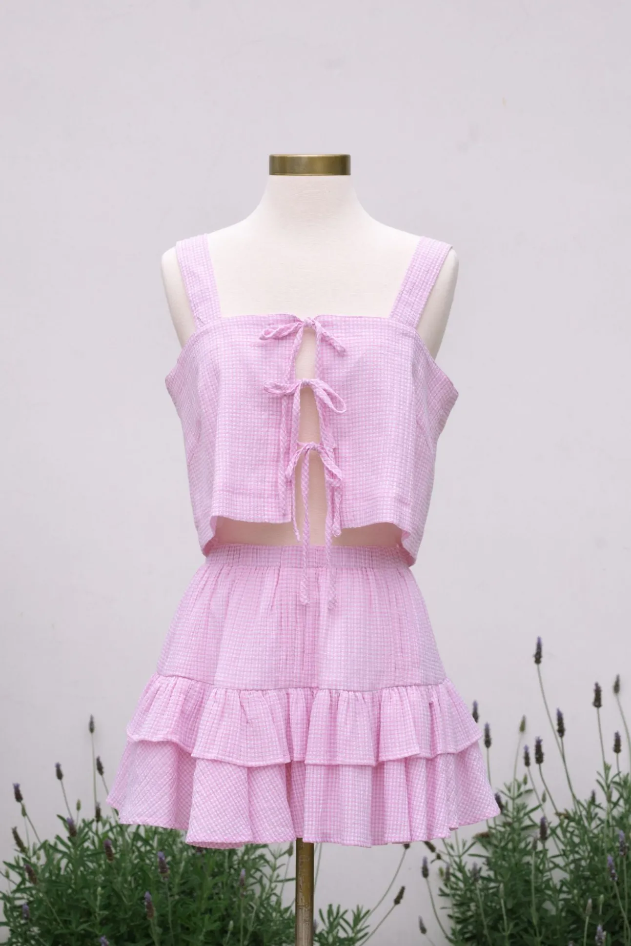 Ava Plaid Bow Skirt Set