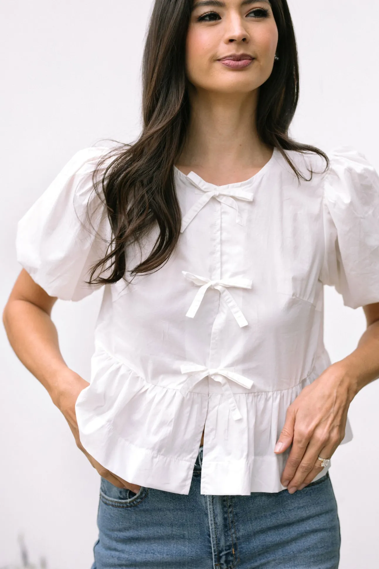 Blaire Puff Sleeve Bow Blouse