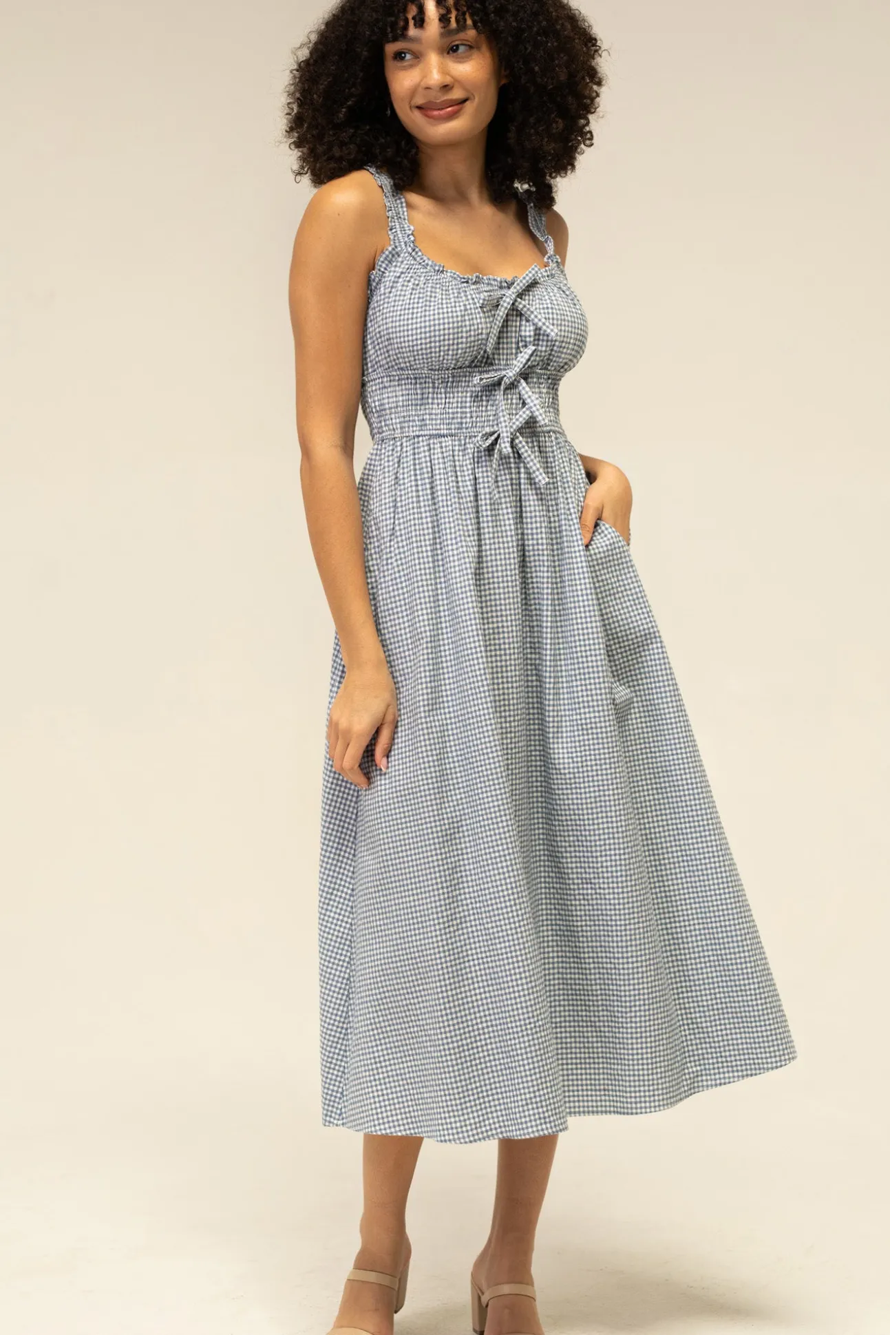 Camille Gingham Bow Dress