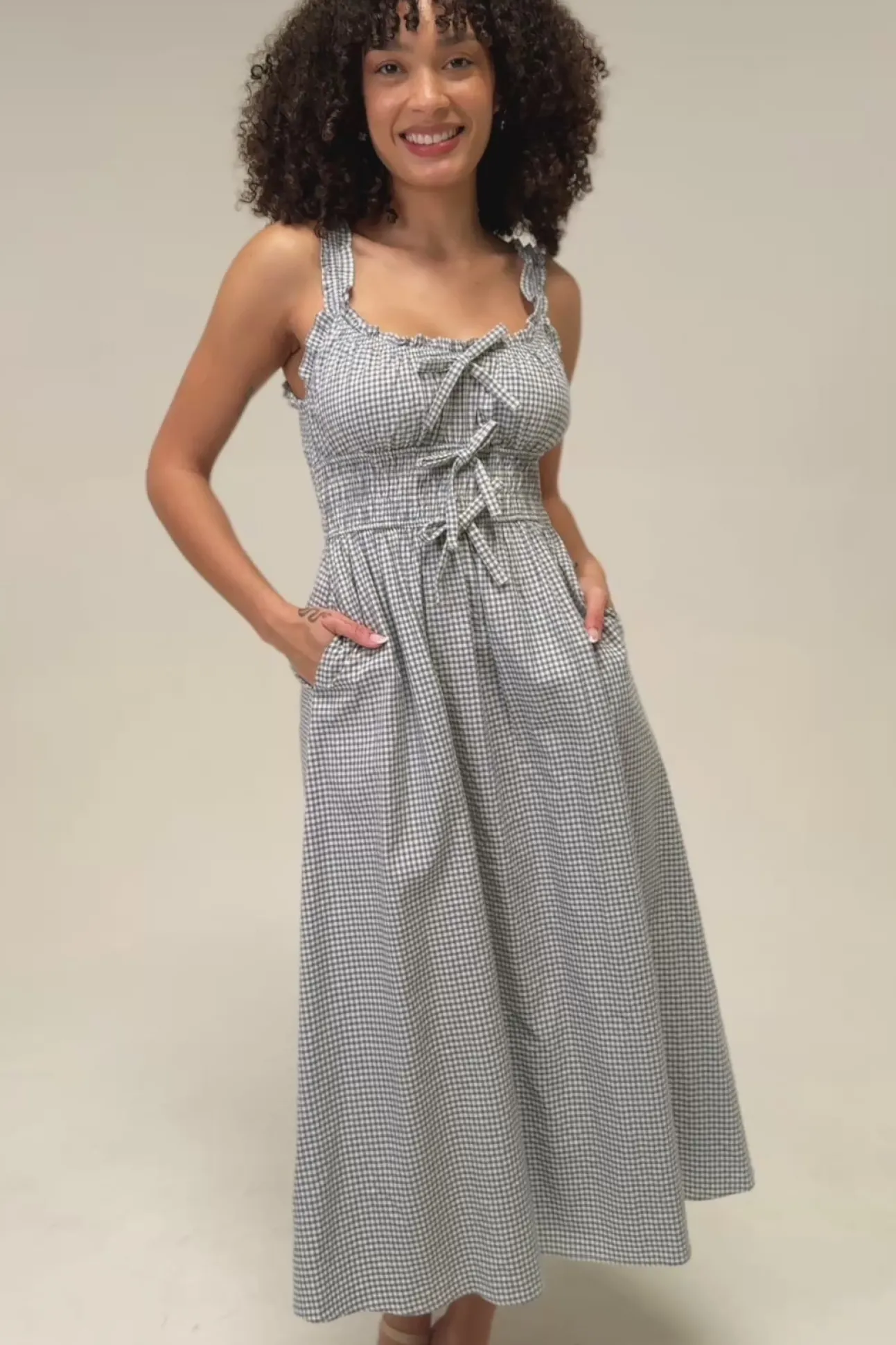Camille Gingham Bow Dress