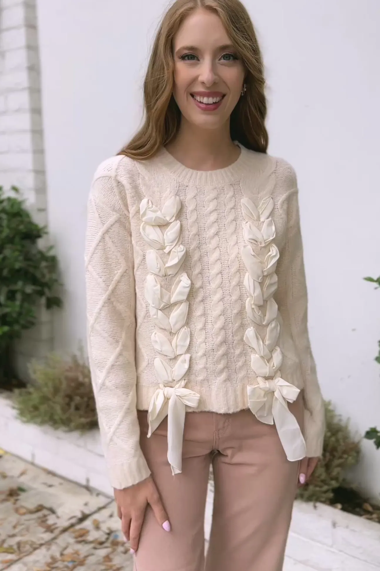 Cece Cable Knit Bow Sweater