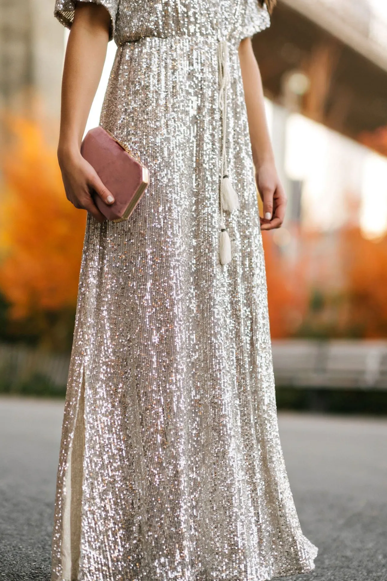 Celia Silver Sequin Maxi Dress