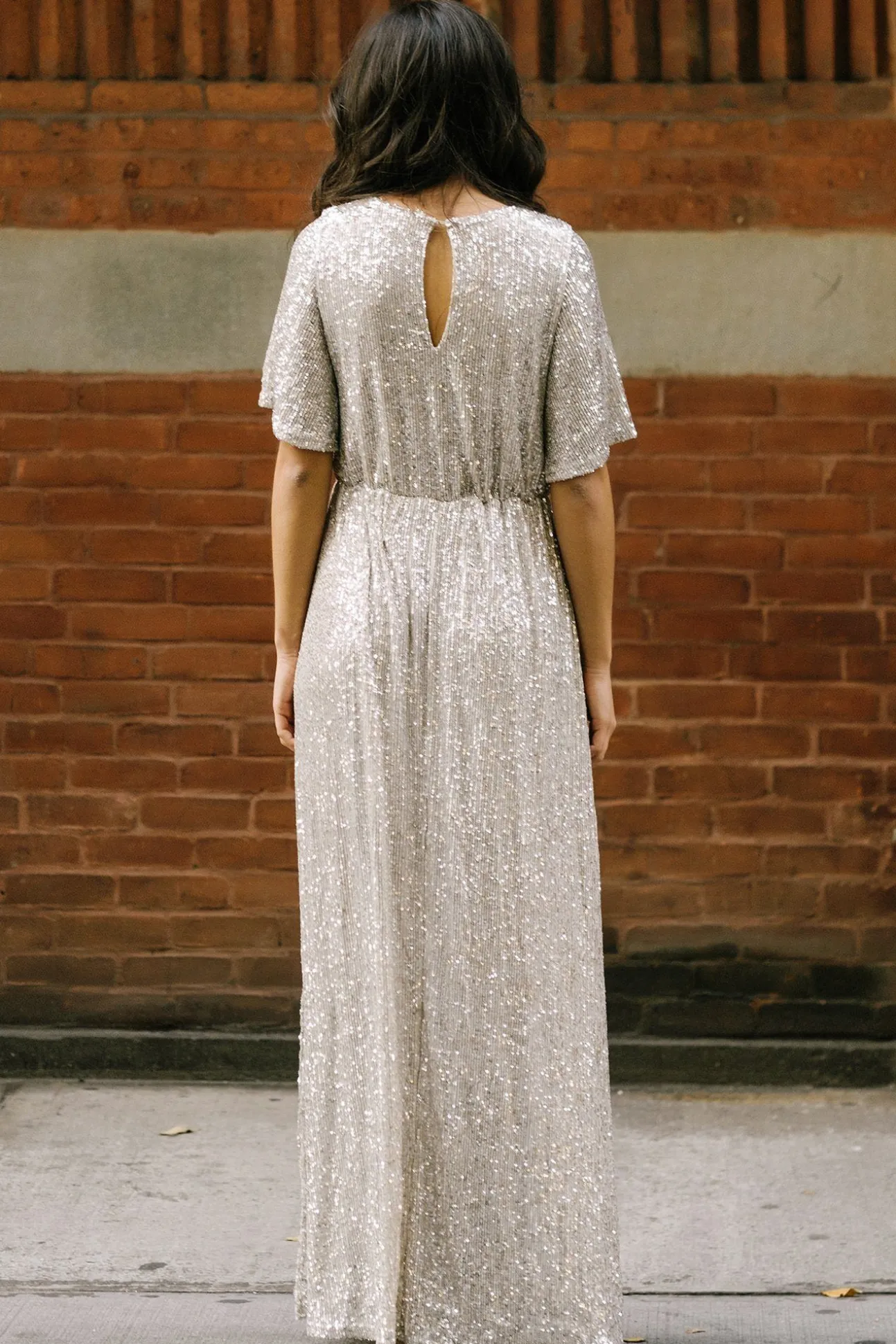 Celia Silver Sequin Maxi Dress