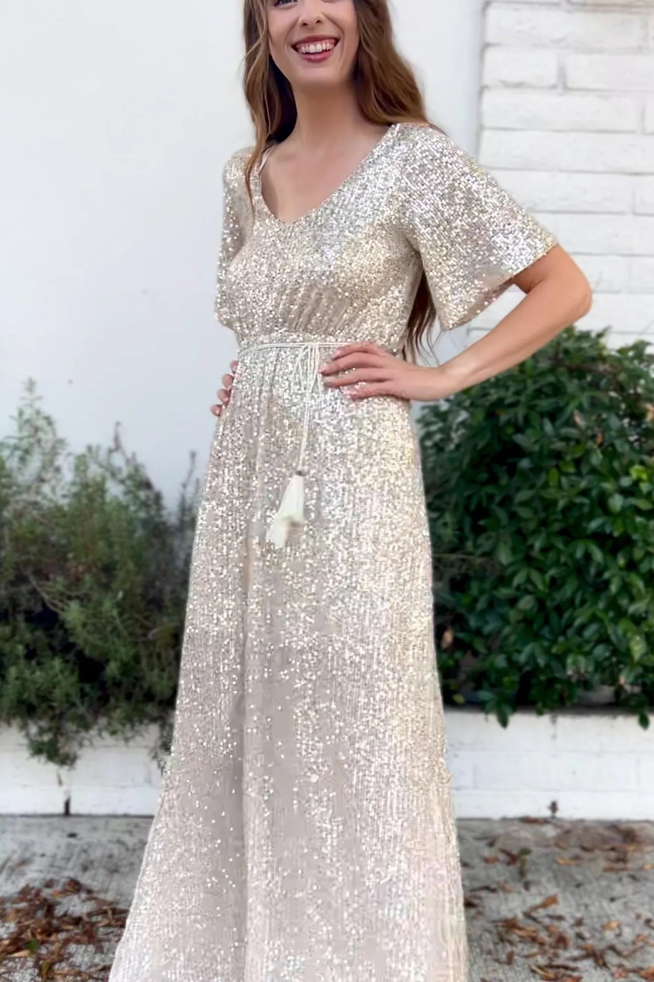 Celia Silver Sequin Maxi Dress