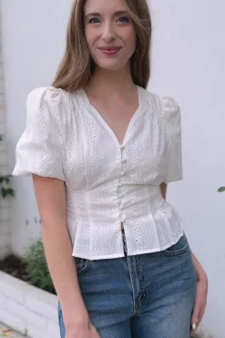 Daisy Buttoned Eyelet Top