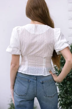Daisy Buttoned Eyelet Top