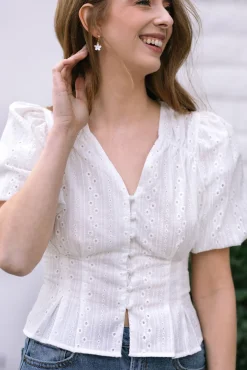 Daisy Buttoned Eyelet Top