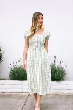 Elaine Floral Striped Dress
