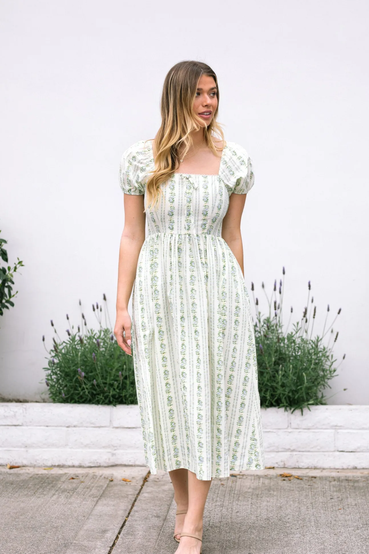 Elaine Floral Striped Dress