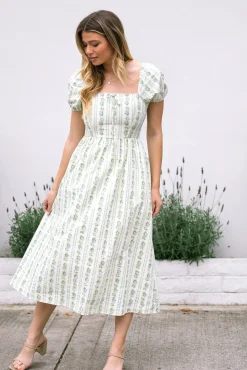 Elaine Floral Striped Dress