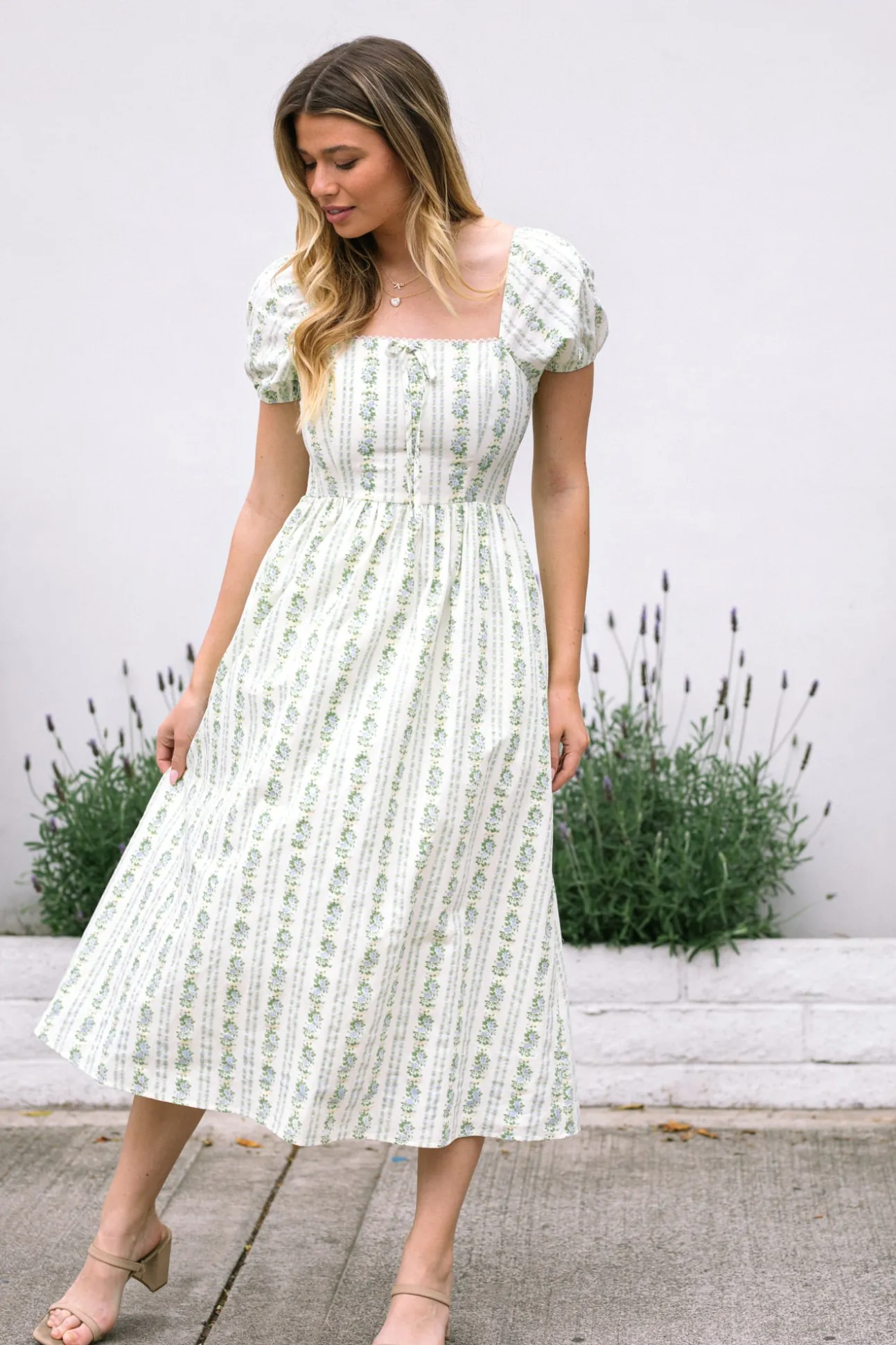 Elaine Floral Striped Dress