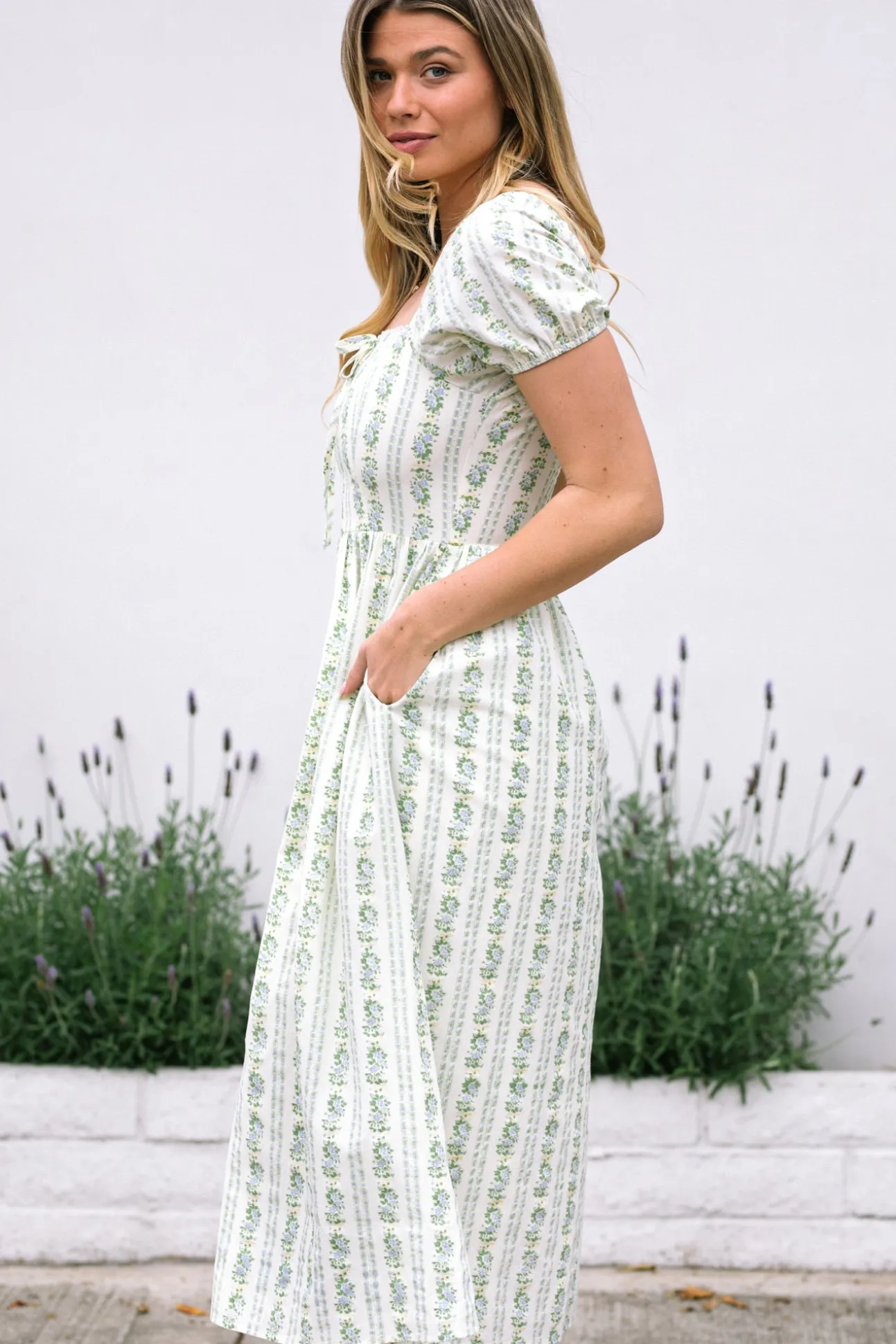 Elaine Floral Striped Dress