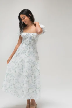 Enid Puff Sleeve Midi Dress