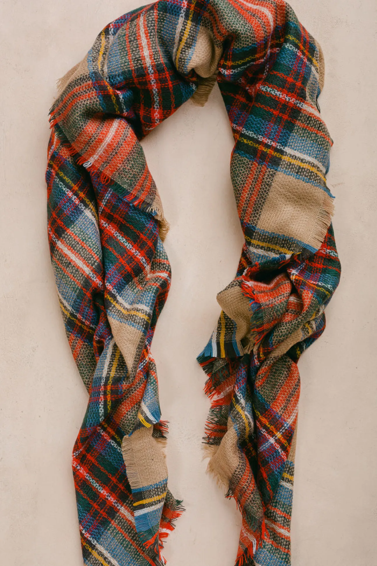 Holly Beige Plaid Knitted Scarf