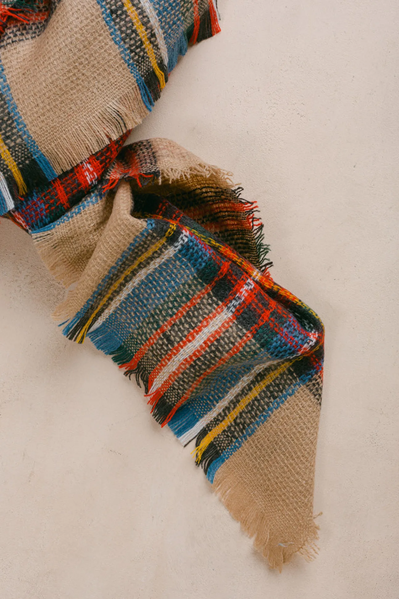 Holly Beige Plaid Knitted Scarf