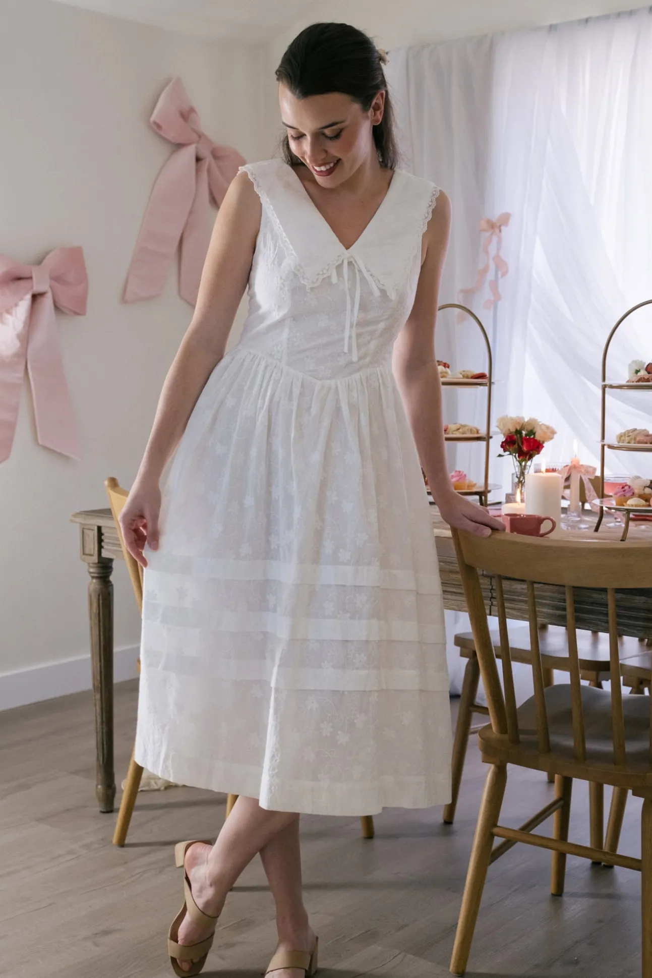 Irene Embroidered Midi Dress