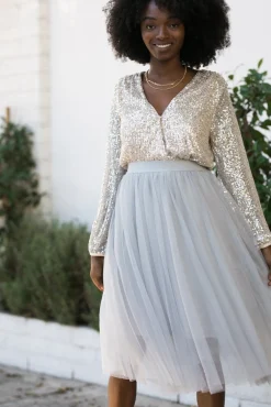 Jessa Surplice Sequin Bodysuit