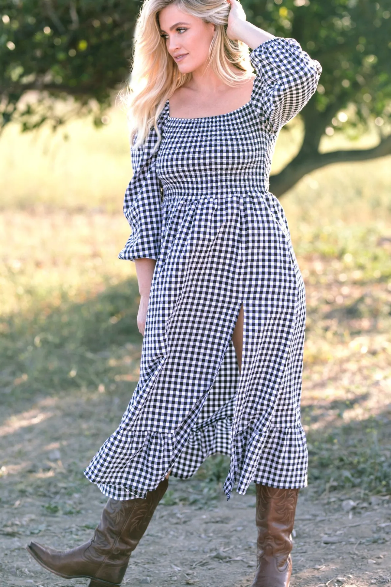 Jordyn Smocked Gingham Dress