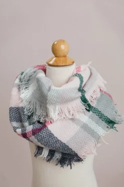 Kids Pink Plaid Infinity Scarf