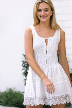 Lacey Embroidered Mini Dress
