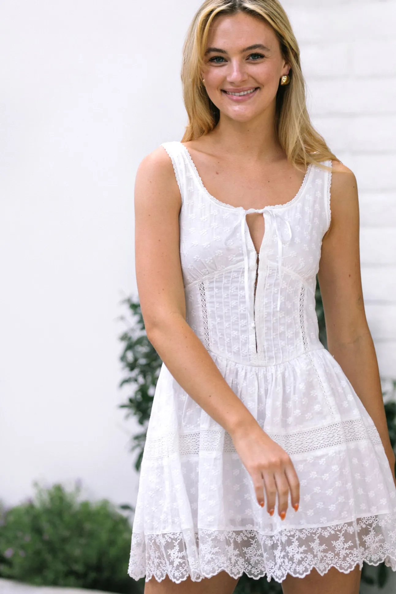 Lacey Embroidered Mini Dress