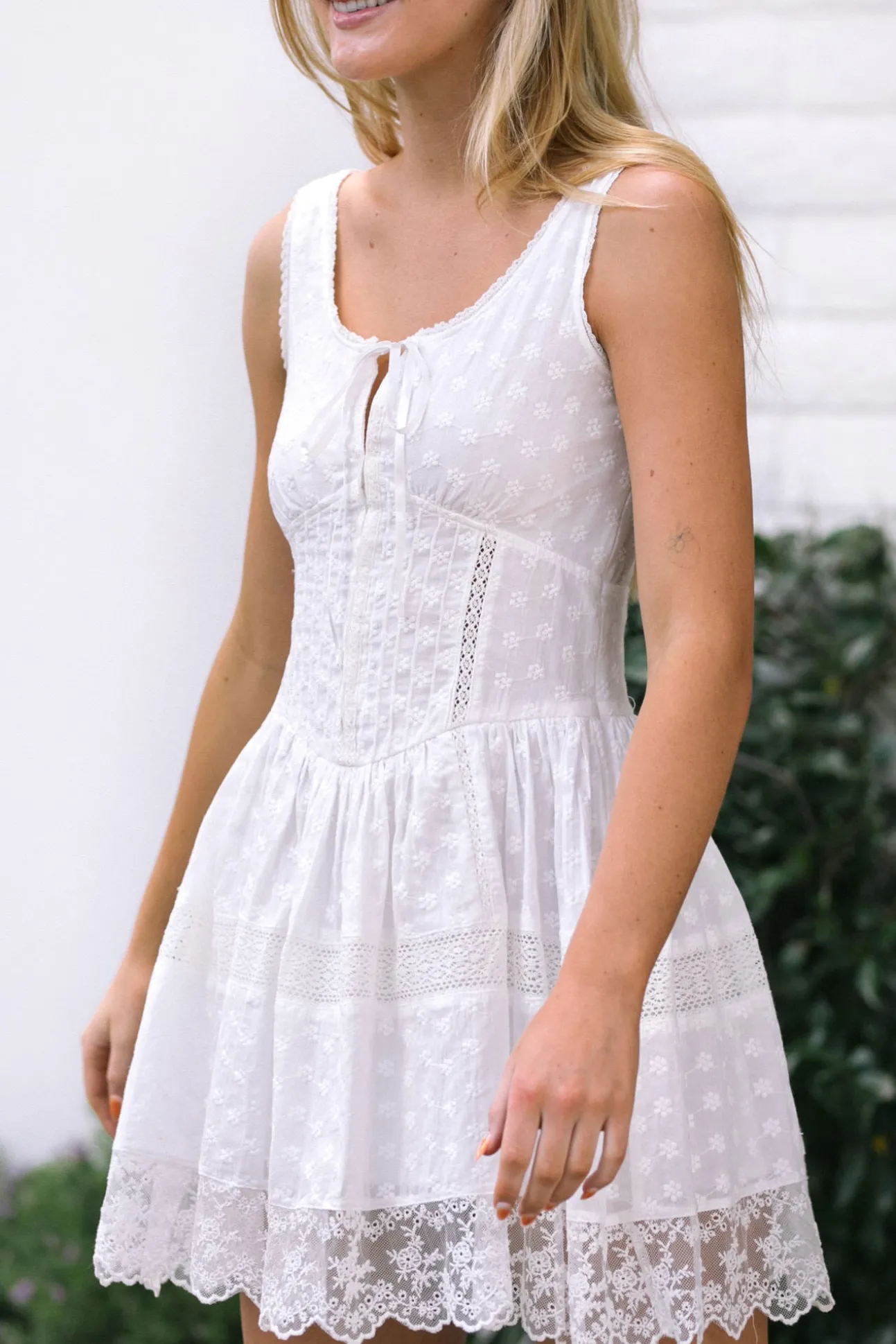 Lacey Embroidered Mini Dress