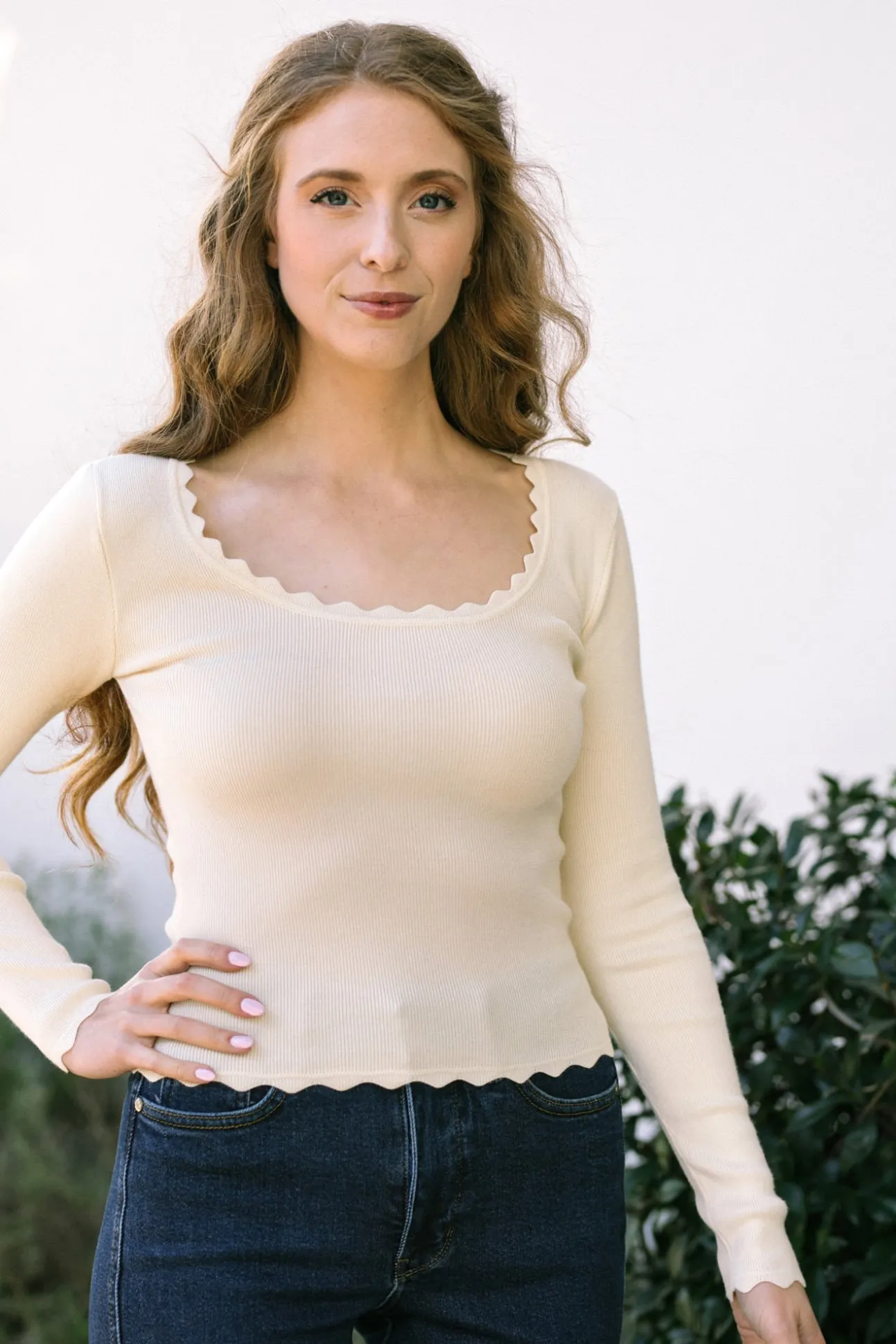 Mandy Scalloped Long Sleeve