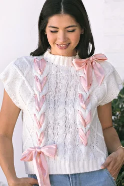 Martha Bow Cable Knit Top
