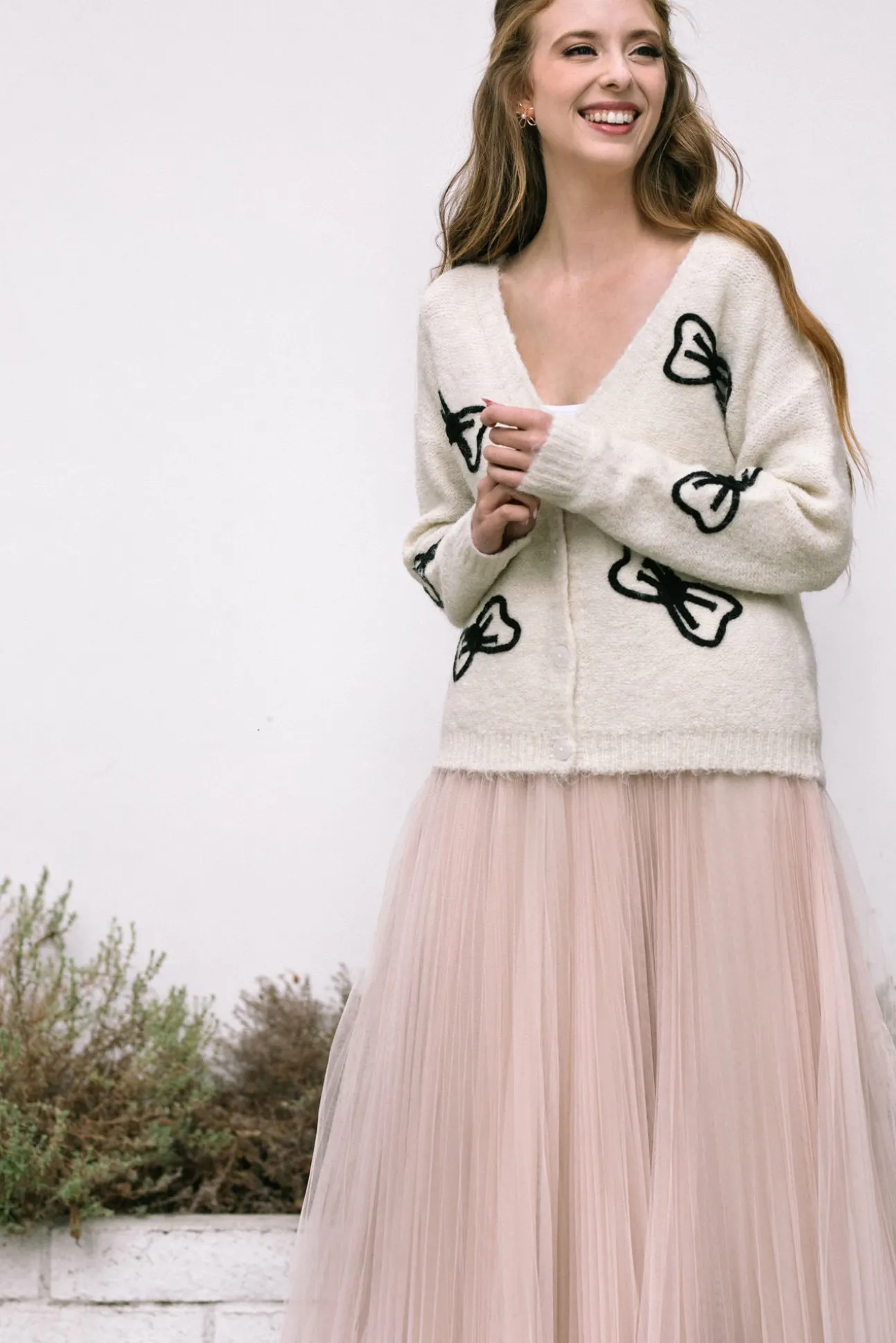 Mary Bow Embroidered Cardigan