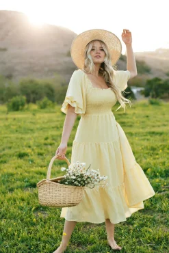 Paige Puff Sleeve Tiered Midi Dress