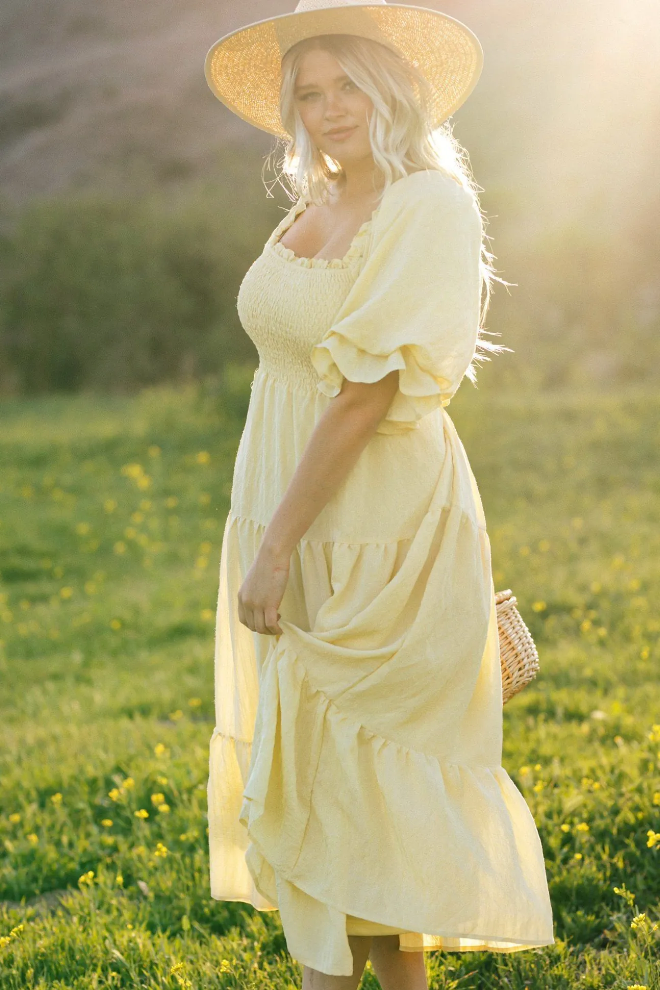 Paige Puff Sleeve Tiered Midi Dress