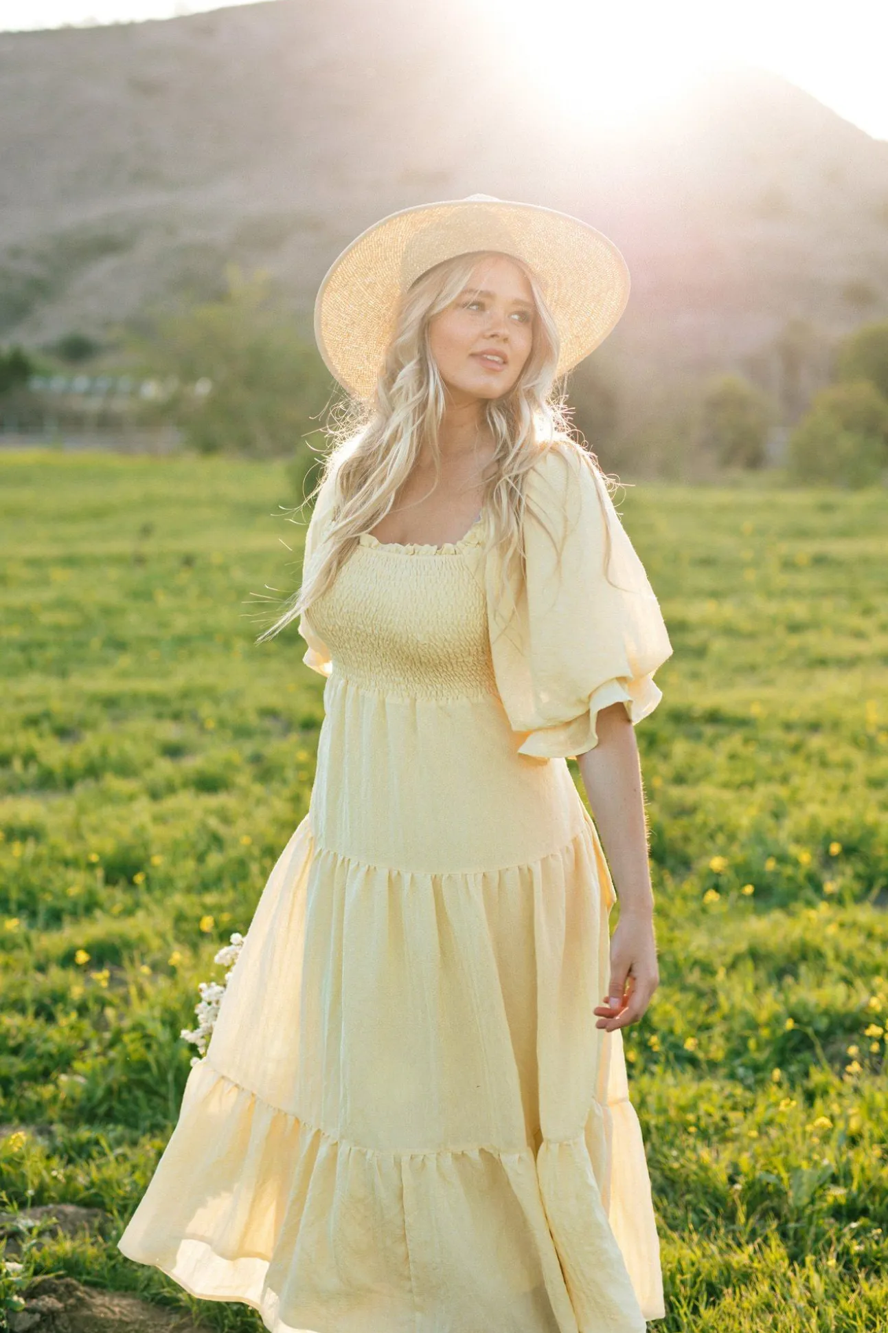 Paige Puff Sleeve Tiered Midi Dress