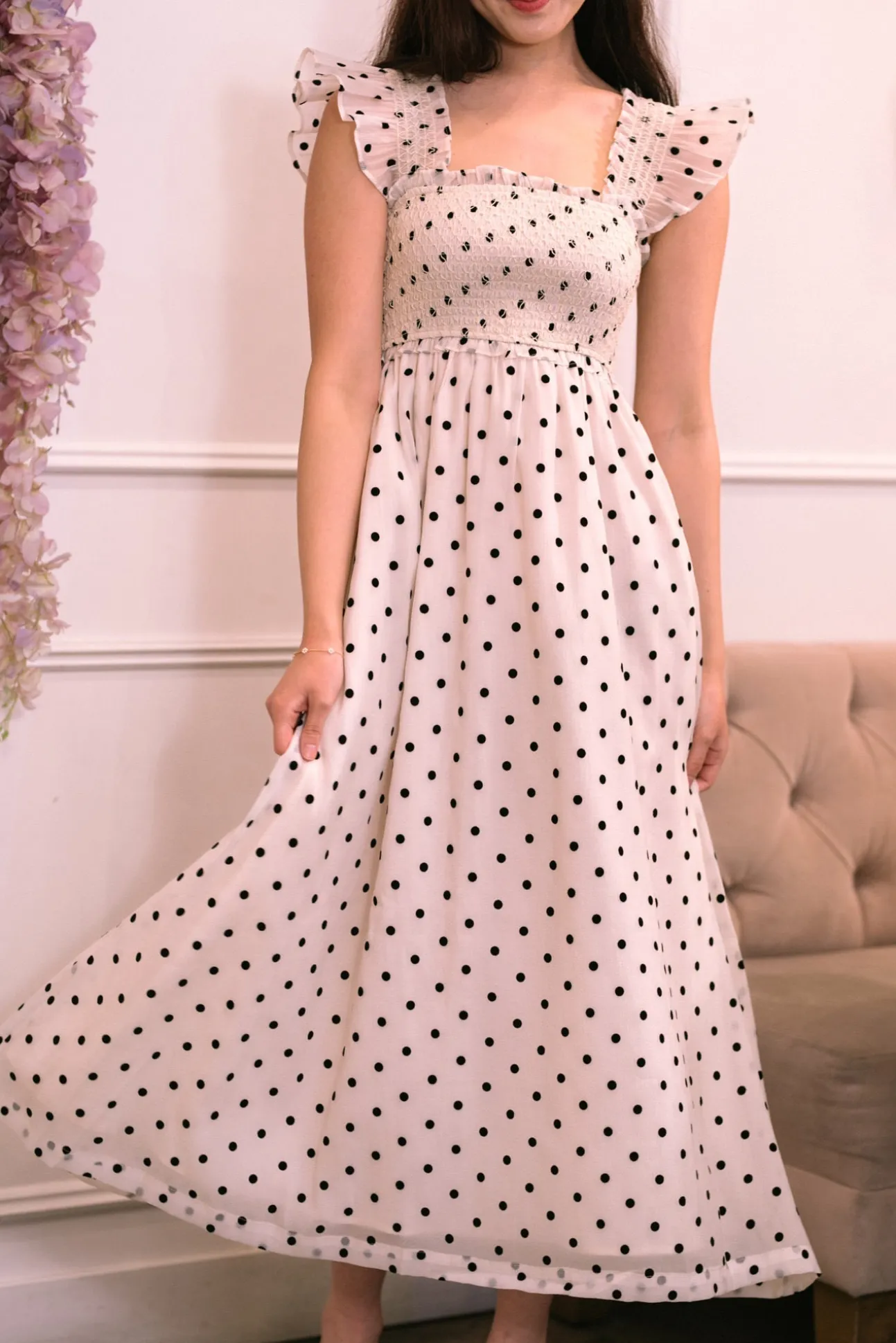 Rosario Dotted Midi Dress