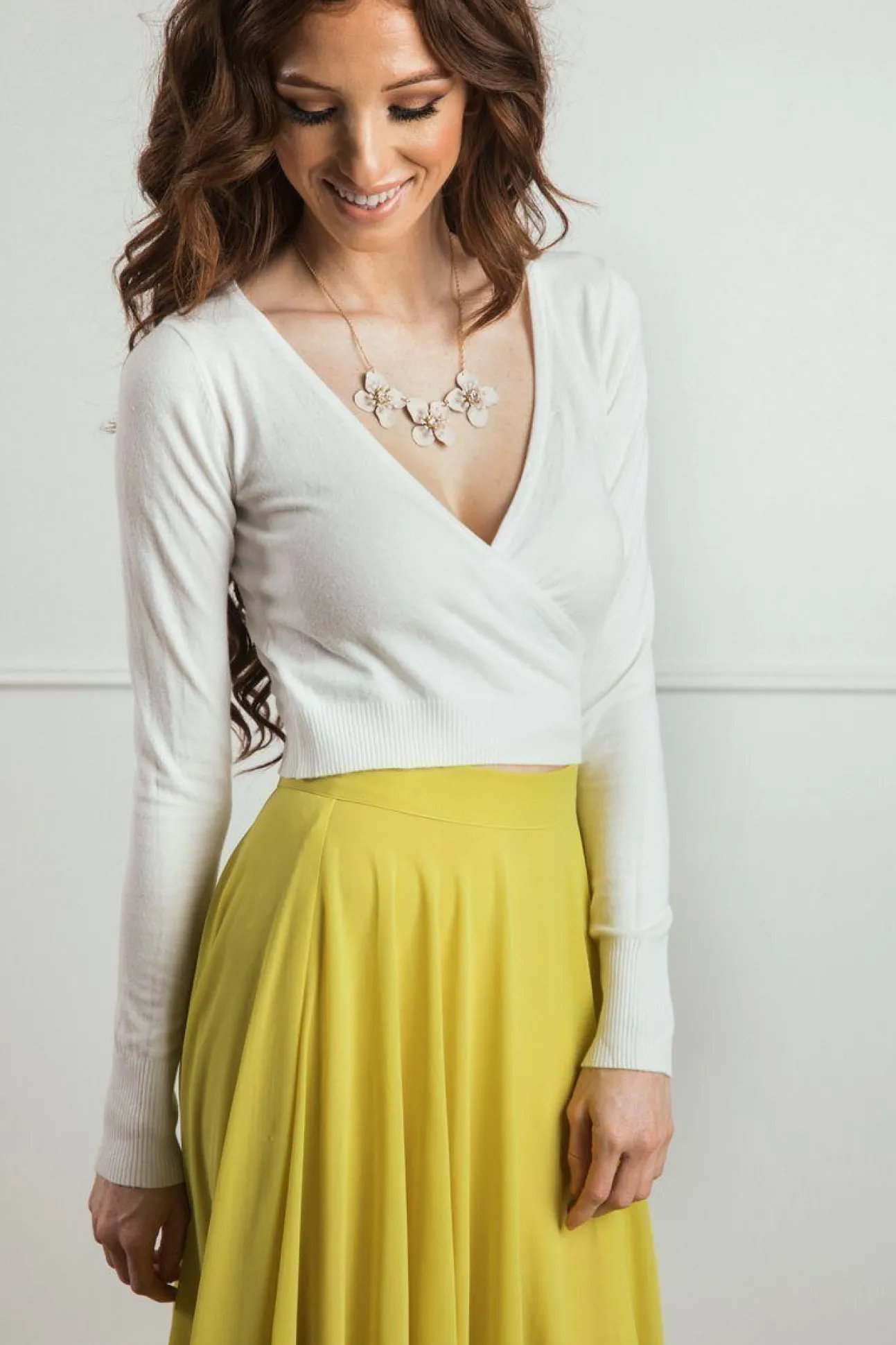 Rosette Surplice Sweater Top