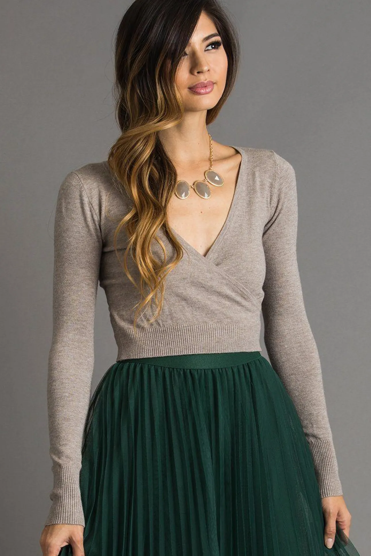 Rosette Surplice Sweater Top