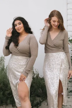 Rosette Surplice Sweater Top
