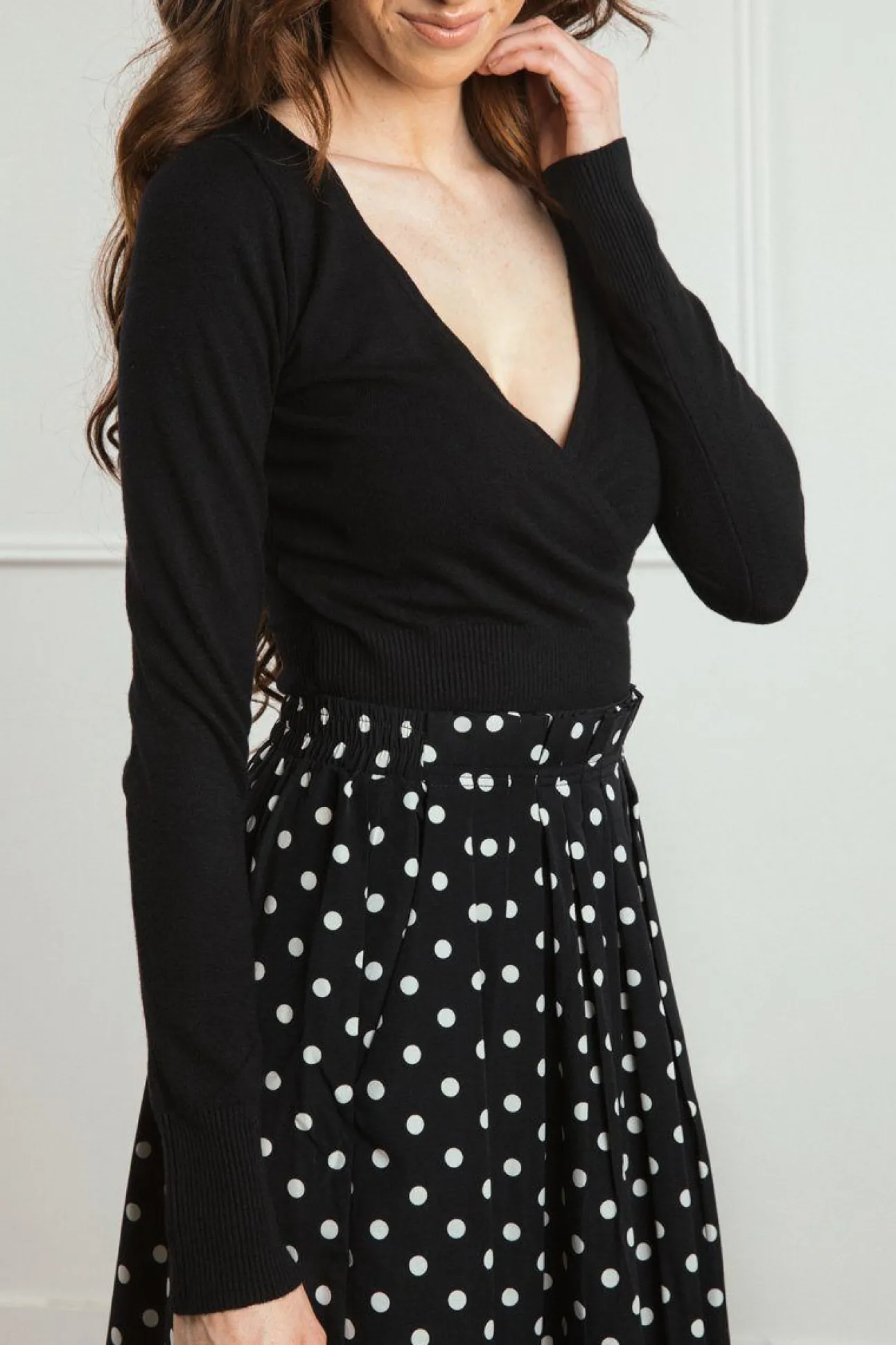 Rosette Surplice Sweater Top