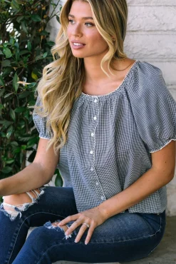 Salma Gingham Buttoned Top
