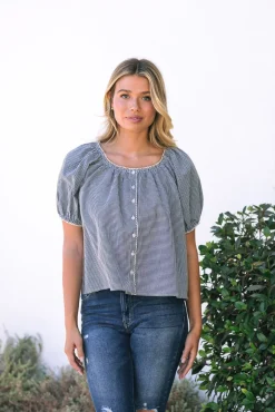 Salma Gingham Buttoned Top