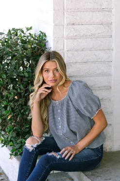 Salma Gingham Buttoned Top