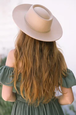 Sarah Wide Brim Hat with Twisted Chain