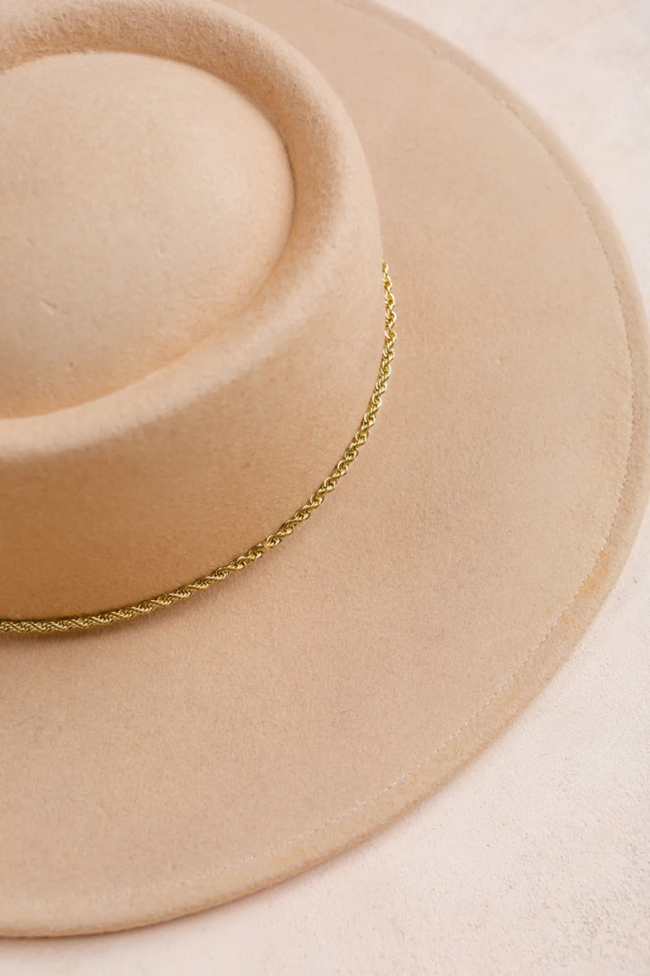 Sarah Wide Brim Hat with Twisted Chain