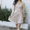 Sierra Sequin Wrap Dress