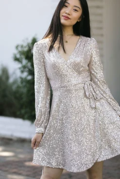 Sierra Sequin Wrap Dress