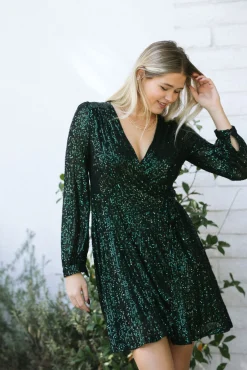 Sierra Sequin Wrap Dress