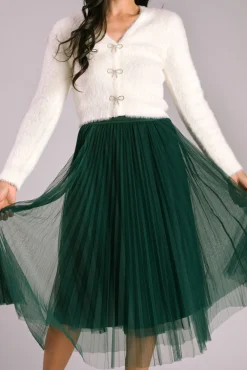 Vienna Pleated Tulle Midi Skirt