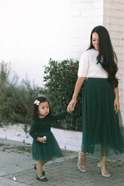 Vienna Pleated Tulle Midi Skirt