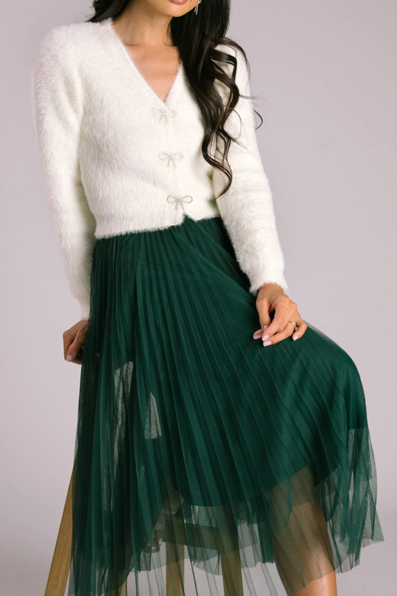 Vienna Pleated Tulle Midi Skirt